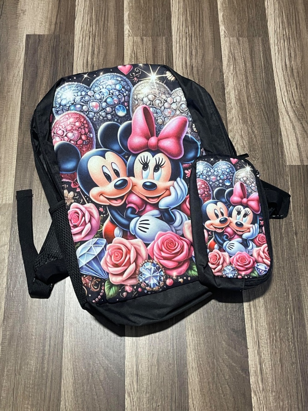 Mickey and Minnie backpack and Pencil Pouch